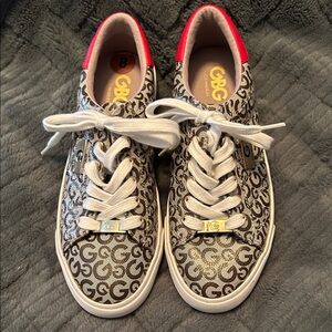 GBG Los Angeles Monogram Sneakers with Red and White Accents size 8